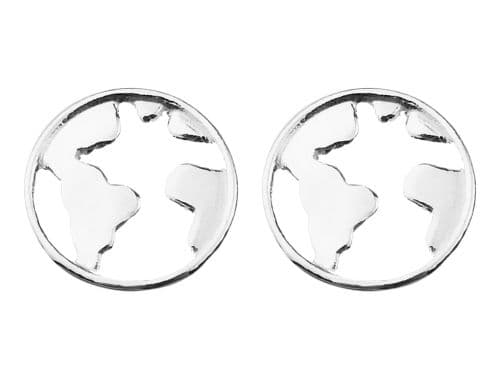 Sølv Hoop Øreringe 9mm Glober Dame Øreringe Globe Verdenskort