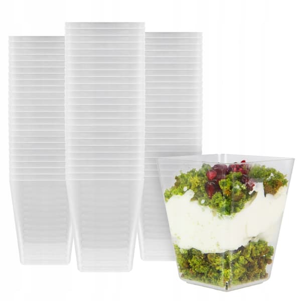 KOPPAR OCH BEHÅLLARE FÖR EFTERRÄTTER 150 ml 24 st. KVADRATIG kopp för snacks