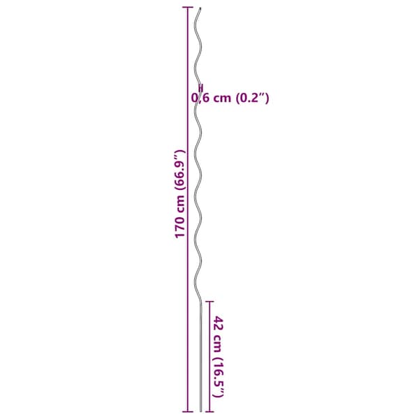 vidaXL Spiralväxtstöd, 20 st, 170 cm, galvaniserat stål