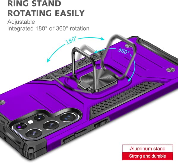 COVER TIL SAMSUNG GALAXY S22 ULTRA LILLA MED SOLID BAGSIDER + RING