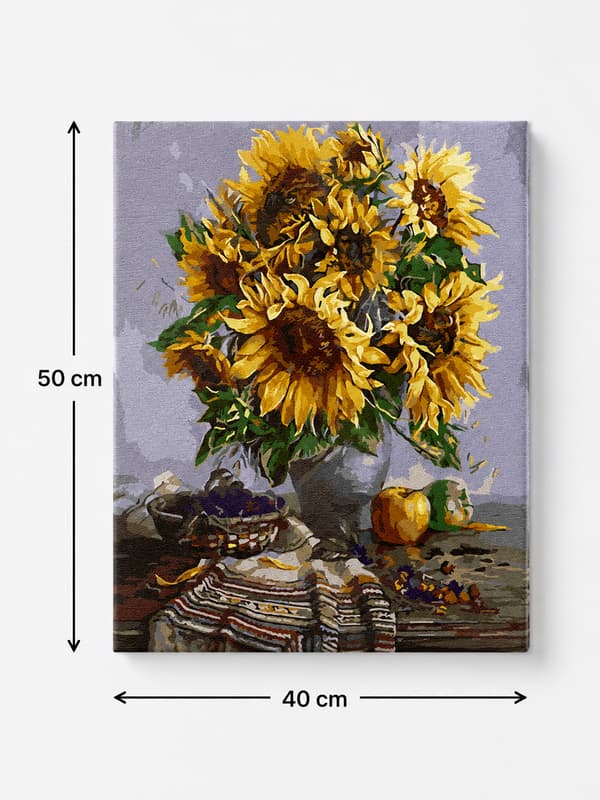 MÅLNING MED SIFFROR Bilder att måla - Solrosor i vas 40x50 cm