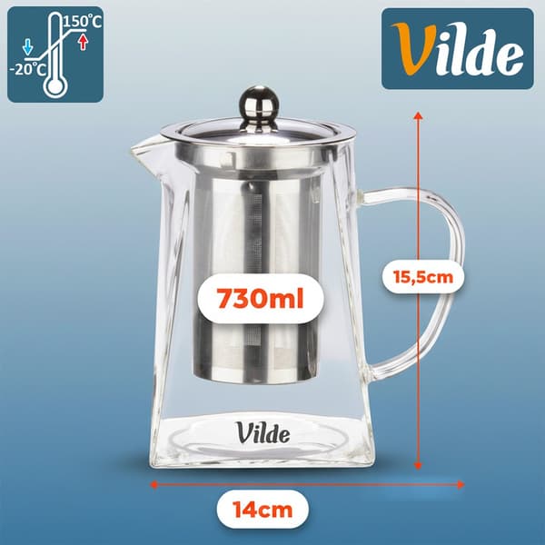 Varmebestandig glaskande med teinfuser 730 ml
