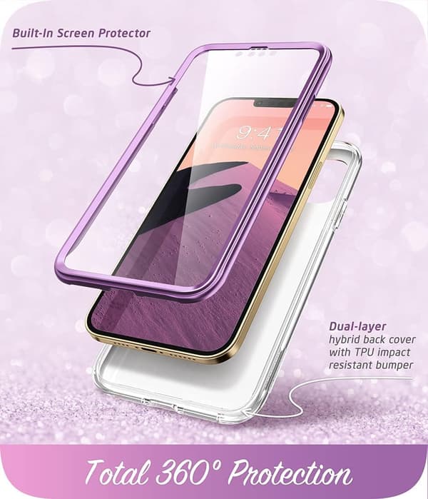 ETUI TIL APPLE IPHONE 13 PRO 6,1 TOMMER 2021 LILLA GULD
