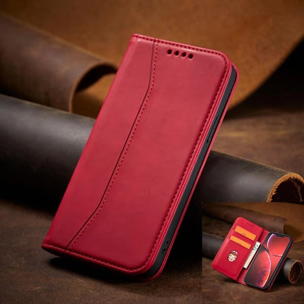 Magneetti Fancy Case iPhone 14 Pro -läppäkotelo, punainen