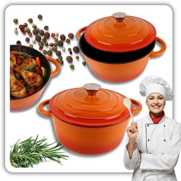Emaljeret støbejernsgryde 26cm 5L Hage Orange