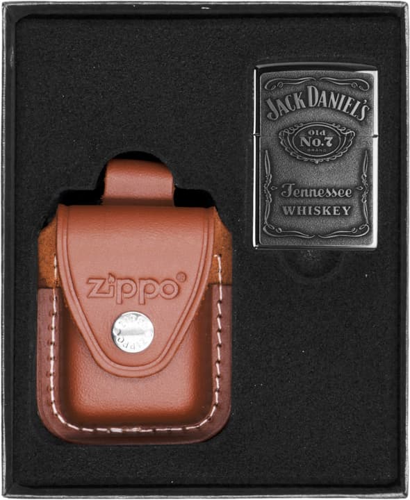 ZIPPO Lightersæt JACK DANIELS LABEL CHROME Gave nr. 2