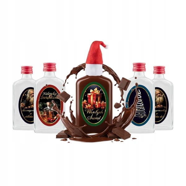 5x LAURA 50ml julflaskor med kork och etikett mini presentvin