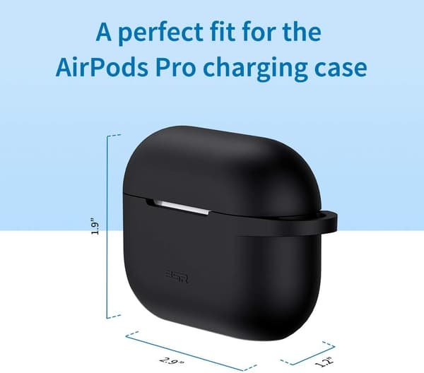 AIRPODS PRO 2/3 2019 ETUI SORT SILIKONE HOLDBART + KARABIN