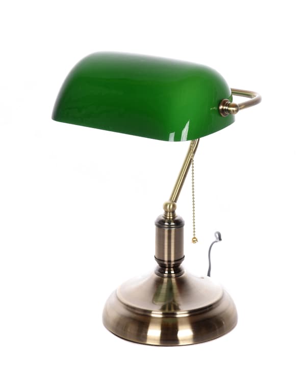 Grøn banker bordlampe messing