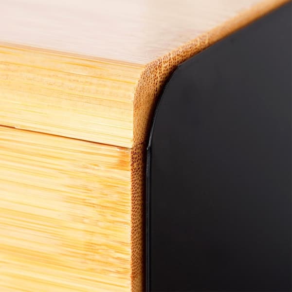 Brödbox bambu metall svart dubbel lock 35,5x22x20,5 cm
