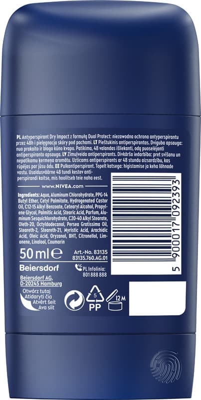 NIVEA Men Dry Impact Antiperspirant stick 50ml