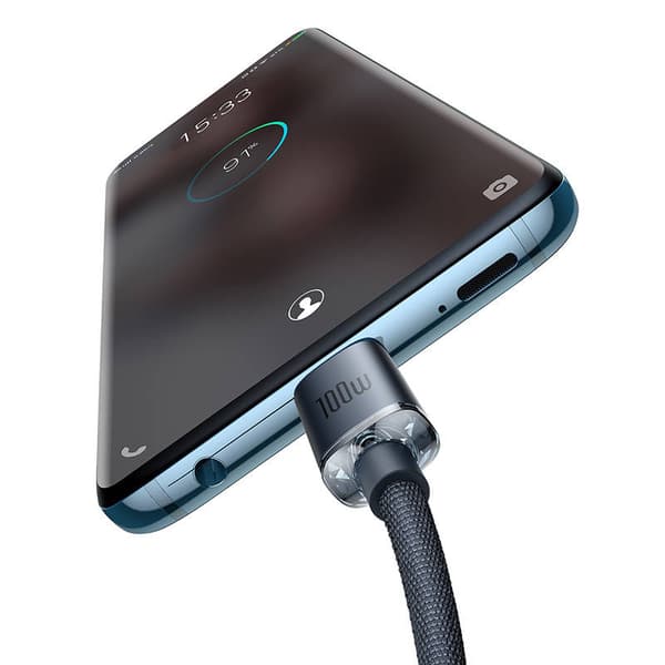 Baseus Crystal Shine USB-C - USB-C -kaapeli, 100W, 1.2m (musta)