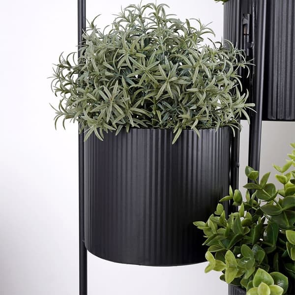 Blomsterholder metal sort 3-niveauer 33x24x57 cm