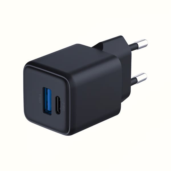 Tilbehør - 3mk Hyper GaN-oplader 20W QC4+ PD PPS USB 1A1C Sort EU