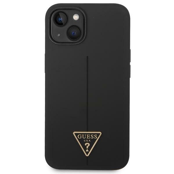 Guess GUHCP14MSLTGK iPhone 14 Plus / 15 Plus 6.7 sort/sort hårdt cover silikone triangle