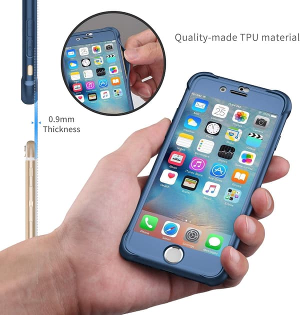 MARINEBLÅT ETUI TIL IPHONE 7/8 4,7' 2xHÆRDET GLAS