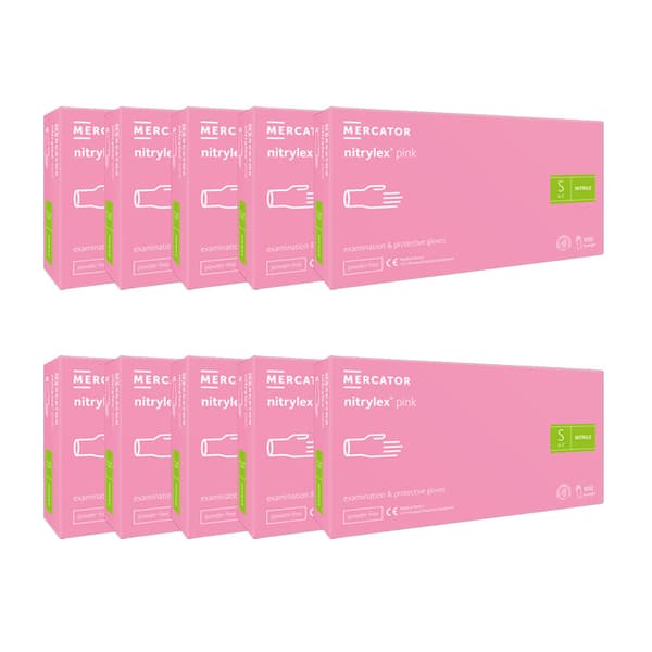 Nitrilhandsker S pink Mercator Nitrylex Pink 100 stk. karton 10-pak