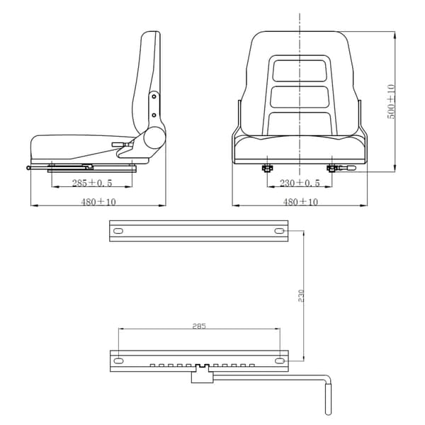 vidaXL traktor-/gaffeltrucksæde med justerbar ryglæn, sort