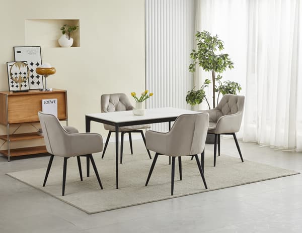 JORK360 stol - mørk beige fløjl / sorte ben x 2