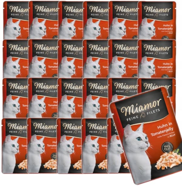 Våtfoder för katter MIAMOR Feine Filets KYCKLING Tomatgelé 24x100g