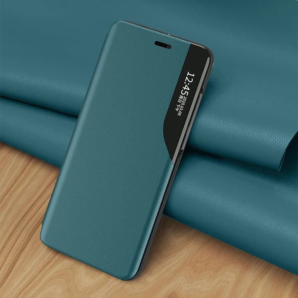 Eco Leather View Case elegant flip-cover med stativfunktion til iPhone 13 Pro Max, sort