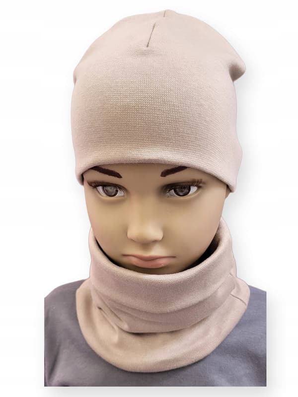 Set MÖSSA + HALSDUK 110-122 barnset 52-56 VÅRBEIGE