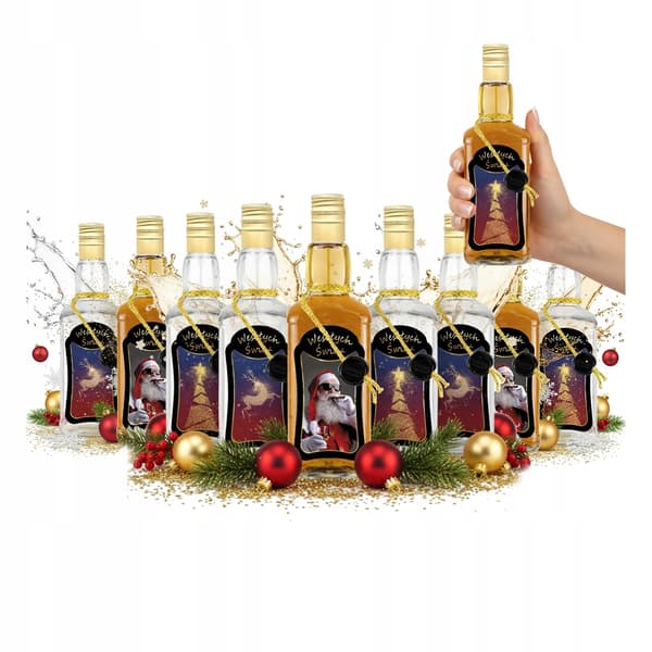 10 st JULDANIELS 500ML PREMIUMDEKORERADE glasflaskor för vodka