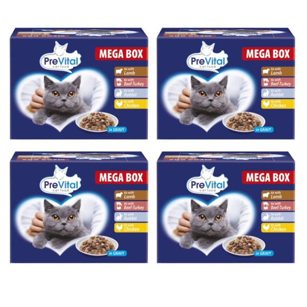 PreVital vådfoder til katte 24 x 100 g, lam, oksekød