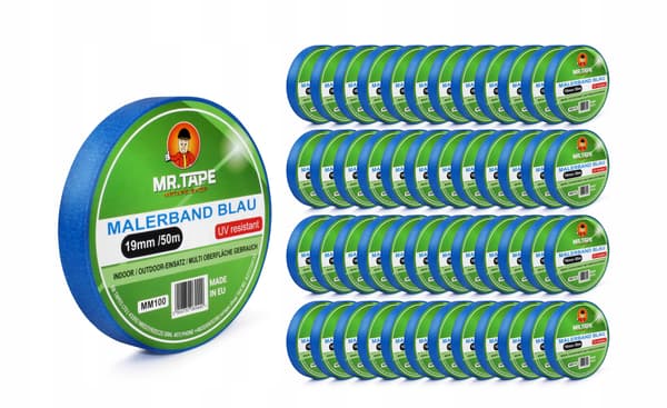 BLÅ MÅLNINGSTEJP 19mm / 50m MR.TAPE PAPPERSMASKERINGSTEJP UV 30
