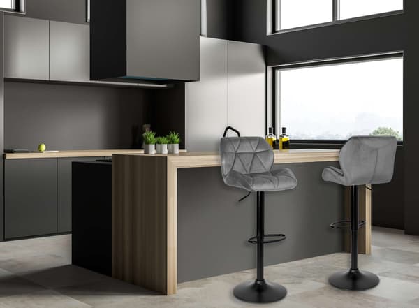 Grappo svart barstol i grafitfärgad sammet