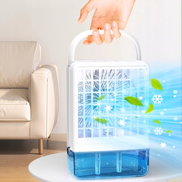 Mini Aircondition Skrivebordsventilator Stille Vandbaseret 800 ml LED
