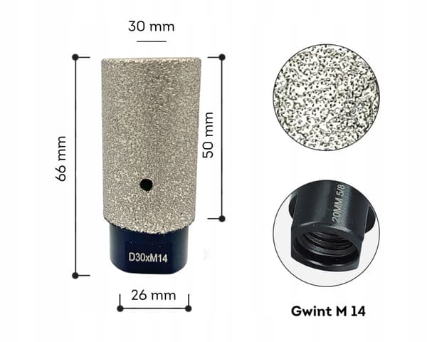 diamantfræserfil 30 mm x 50 mm til glaseret grès