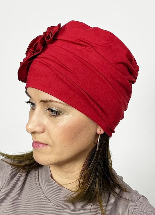 Dalia-turban av bambu i tegelfärg, även efter kemoterapi