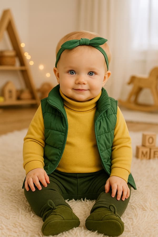 Baby varm polotröja 80 barn senapsringad blus