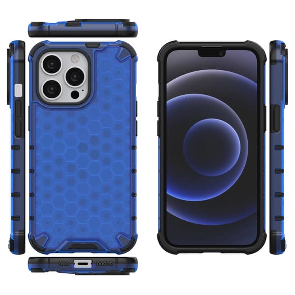 Honeycomb Armored Case med Gelram iPhone 13 Pro Blå