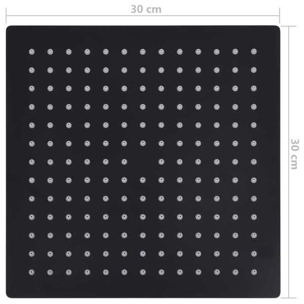 vidaXL brusehoved i stål 30x30 cm firkantet sort