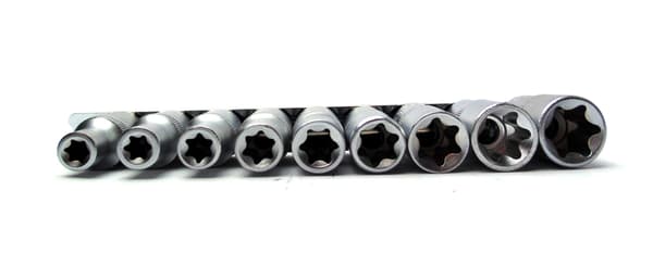 Sæt Torx bits til ratchet 1/2" E10-24 9 dele på bånd S10630