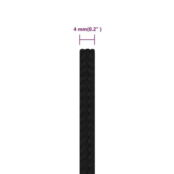 vidaXL Arbetsrep, Svart, 4 mm, 50 m, Polyester