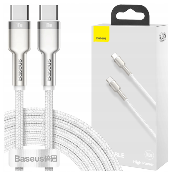 Baseus Cafule USB-C - USB-C -kaapeli, 100W, 1m (valkoinen)
