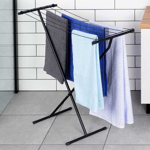 Tørrestativ metal sort foldbar 91x84 cm