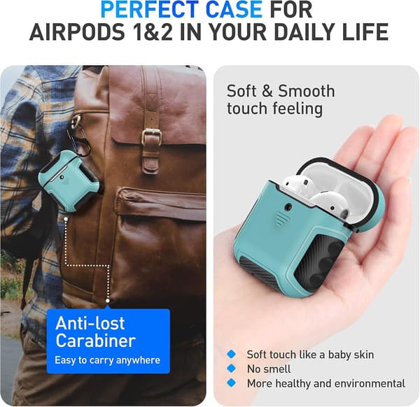 HÅRDT SILIKONEETUIS TIL AIRPODS 1/2 MINTSORT