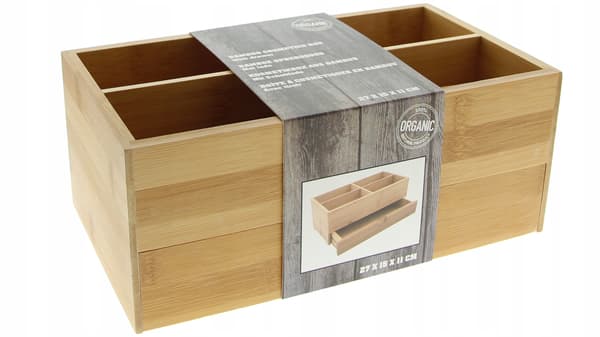 BAMBU-ORGANIZER FÖR NAGELACK OCH KOSMETIKA MED 4 FACKS