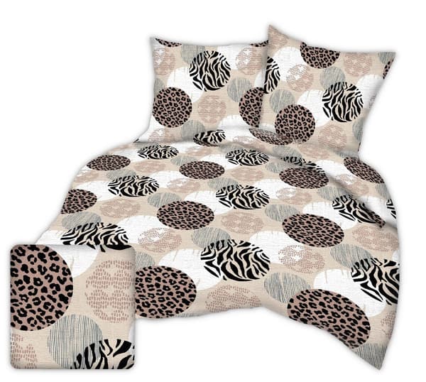 Beige leopardmönstrat bäddset 160x200 i cirklar