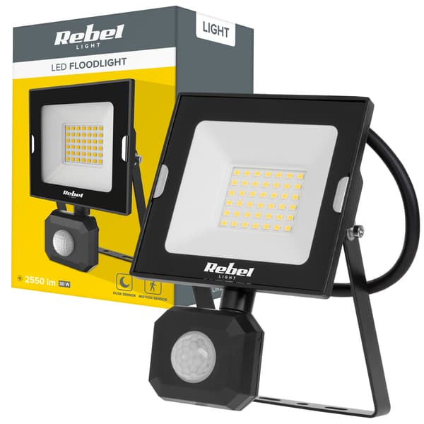 Halogen LED spotlight projektørlampe 30W skumringsbevægelsessensor IP44