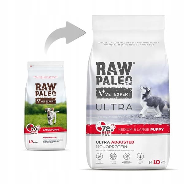 VetExpert Rå Paleo Oksekød Tørfoder til Hunde 10 kg