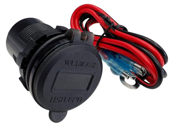 Ladeport 2x PD 30W, QC3.0 18W med voltmeter