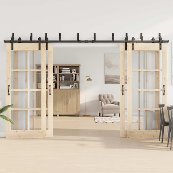 vidaXL Skjutdörrsinstallationssystem, 366 cm, Stål, Svart