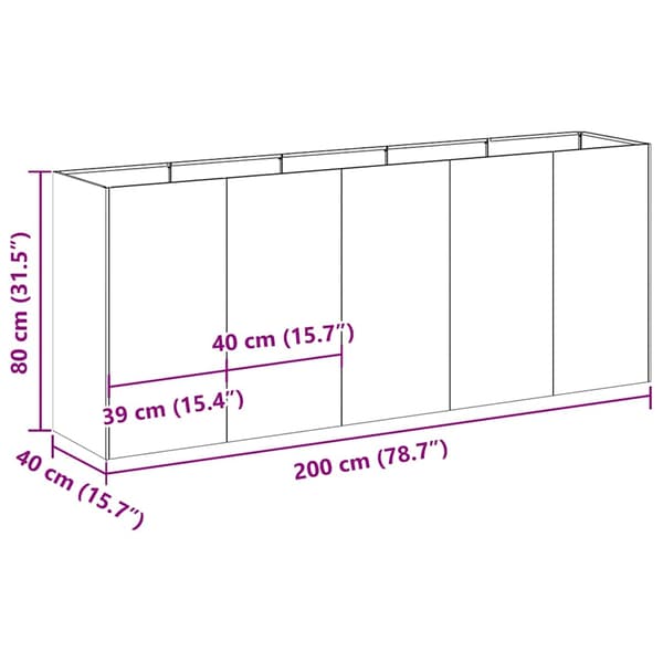 vidaXL urtepotte 200x40x80 cm rustfrit stål