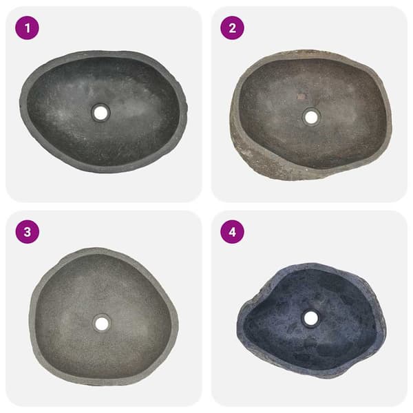 vidaXL håndvask i flodsten, oval, (45-53) x (34-41) cm