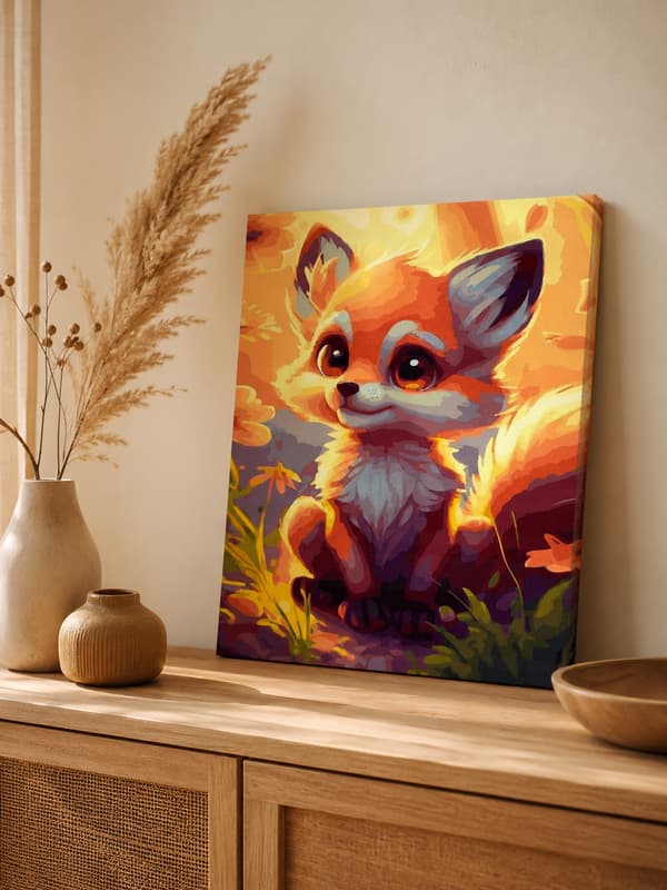 MALING EFTER TAL MED RAMME Billeder til maleri - Lille Ræv 40x50 cm
